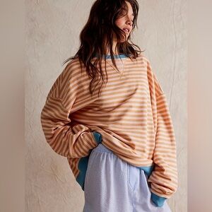 NWOT Free People Classic Striped Oversized Crewneck Size Large